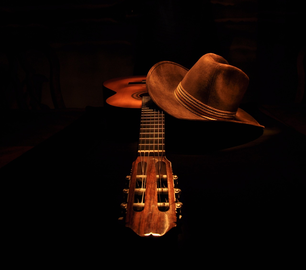 guitar, classical, cowboy hat-1129349.jpg